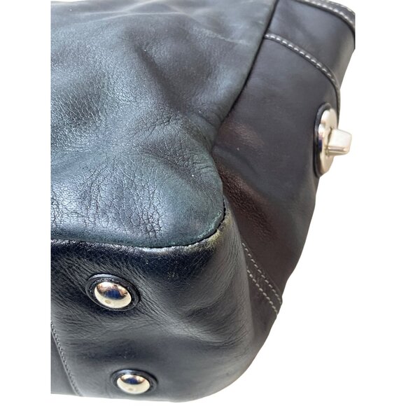 Coach East West Gallery pleated Leather Silver Tone Detail Shoulder Bag Sz M - Picture 13 of 16